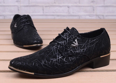 Men's Formal Business Oxfords - Microfiber Leather Lace-Up Dress Shoes with Pointed Toe Design for Weddings and Special Occasions