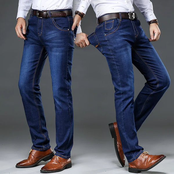 Classic Men's Large Size Jeans for Business Casual Style