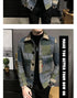Men's Casual Lapel Hoodless Jacket - Slim Fit Plaid Woolen Coat for Autumn and Winter Fashion
