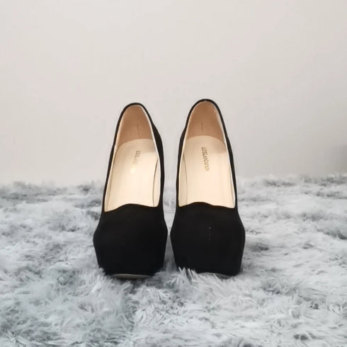 Elegant Women’s Stiletto Pumps - 14cm Super High Heels with Round Toes and Platform for Nightclub Parties, Weddings, and Dressy Occasions