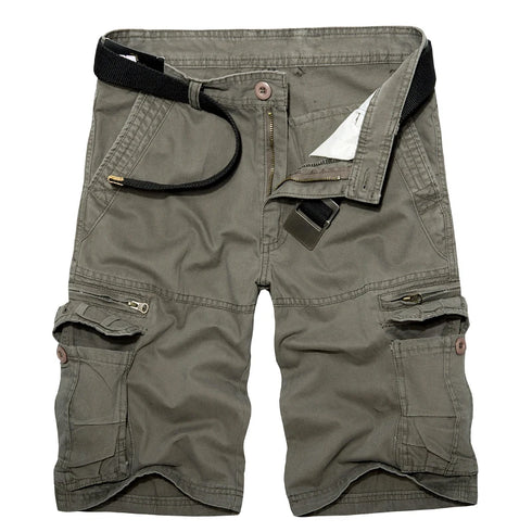 Summer Mens Knee Length Cotton Cargo Shorts Casual Bermuda Trousers