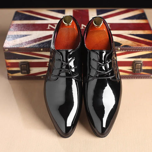 Men's Leather Pointed Toe Oxford Dress Shoes for Weddings and Business