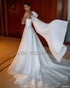 Charming One Shoulder A Line Wedding Gowns Big Bow Ruched Long Train Bridal Dresses
