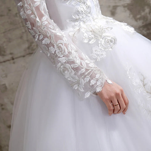 Wedding Dress Long Sleeve Ball Gown Luxury Lace Plus Size