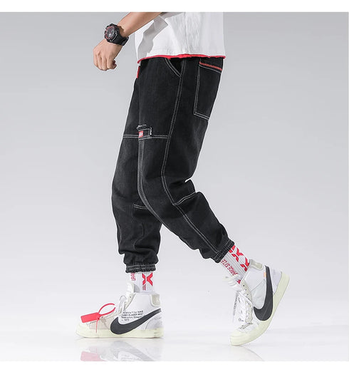 Comfortable Elastic Waist Harem Cargo Pants for Men - Stylish Streetwear Joggers Perfect for Casual Spring and Autumn Outfits