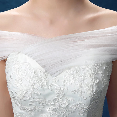 Wedding Dresses Illusion V-Neck Tulle Lace Embroidery Gown