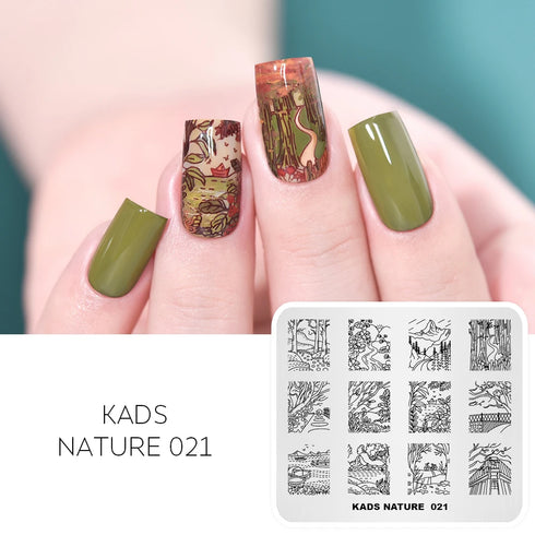 Nature-Inspired Nail Art Stamping Plate Set with Butterfly and Mountain Range Designs for DIY Manicure Enthusiasts