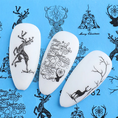 Winter Wonderland Nail Art Stickers with Snowflakes, Cute Santa, Snowman, and Winter Birds for Festive Manicure Decoration - 4pcs Set of Water Transfer Sliders and Temporary Tattoos