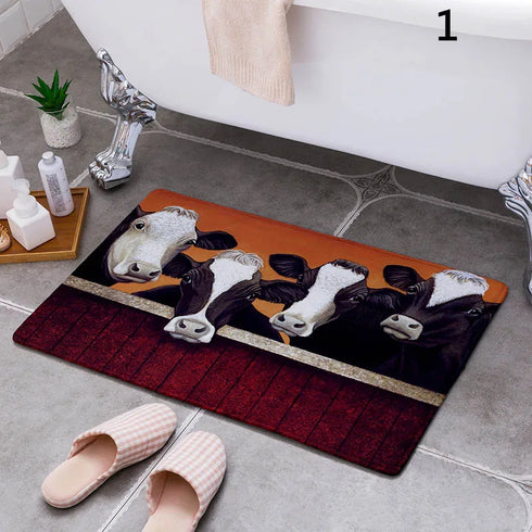 Cartoon Camper Bathroom Doormat Absorbent Indoor Rug Anti-Slip Decorative Floor Mat