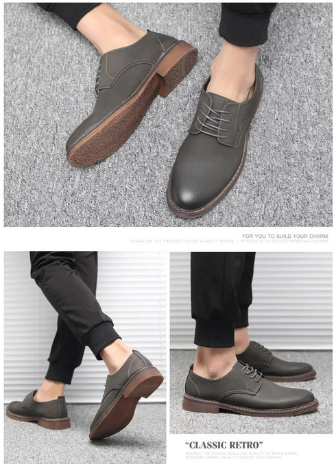 Stylish Men's Oxfords: Premium Genuine Leather Business Formal Dress Shoes with Classic British Design for Office & Casual Occasions