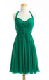 Bridesmaid Dress A Line Chiffon Knee Length Sweetheart Halter Zipper Back Dresses