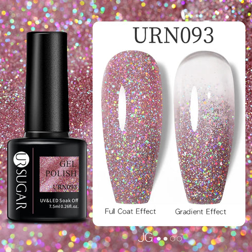 Nail Gel Polish - 7.5ml Semi-permanent Glitter Varnish for Winter Manicure, Eco-friendly and SGS Certified for Lasting Style