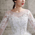 Summer Korean Light Wedding Dress Off White Bride Long Sleeve Lace Appliques