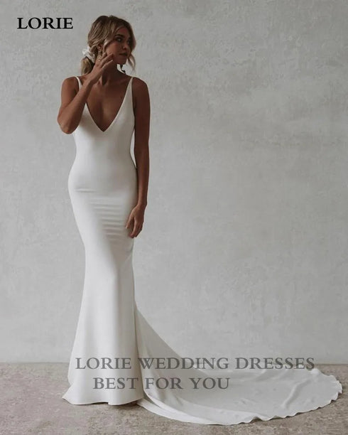 LORIE Mermaid Wedding Dresses Spaghetti Straps Boho Gowns