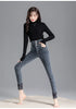 Warm High-Waist Fleece-Lined Skinny Jeans for Women - Perfect for Casual Fall Outfits and Stylish Pencil Pants Looks