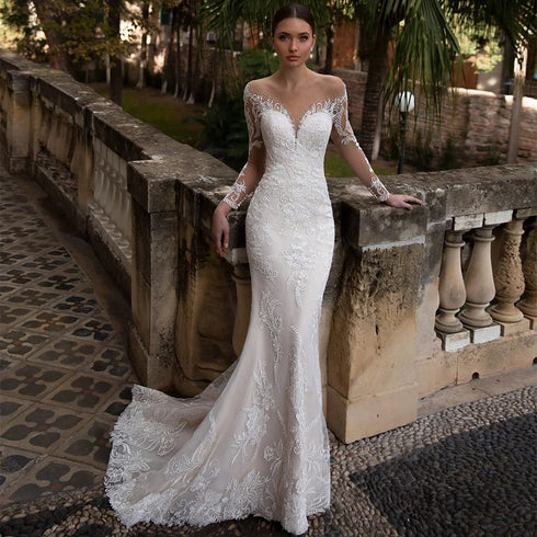 Mermaid Wedding Dresses Customized Illusion Backless Sexy Gowns