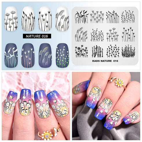 Nature-Inspired Nail Art Stamping Plate Set with Butterfly and Mountain Range Designs for DIY Manicure Enthusiasts