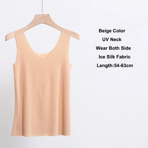 Plus Size 5XL Seamless Summer Camisole Tank Tops for Women - Comfortable Ice Silk Crop Tops in Solid Colors, Breathable Fashion Essentials