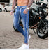 Stripes for Jeans Bike Skinny Jeans Men Stretch Denim Trousers