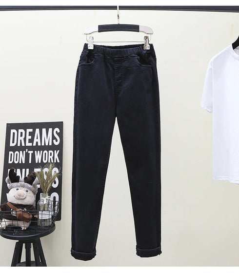 Vintage High Waist Stretch Skinny Jeans for Women – Trendy Pencil Pants with Elastic Band, Perfect for Fall Outfits and Casual Wear, Available in Plus Sizes 5XL and 6XL