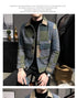 Men's Casual Lapel Hoodless Jacket - Slim Fit Plaid Woolen Coat for Autumn and Winter Fashion