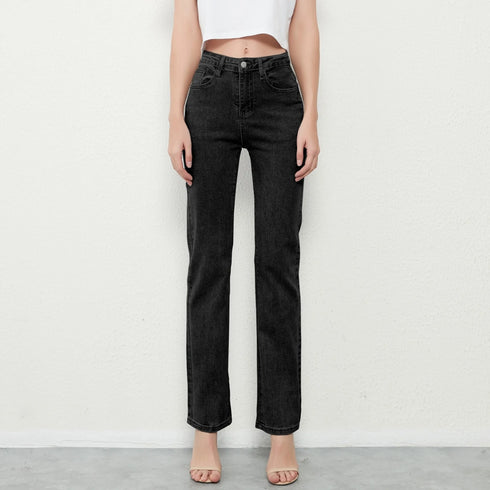 Fashionable Women's Mid Waist Straight Leg Pencil Jeans - Vintage Denim Trousers for Casual Fall Outfits and Stylish Jean Looks