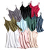 Spaghetti Strap Satin Silk Tank Top Women Sleeveless Halter V Neck Camisole Summer Casual Cami