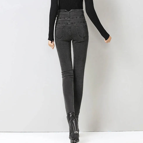 Winter Skinny Stretch Velvet Jeans Pants for Women