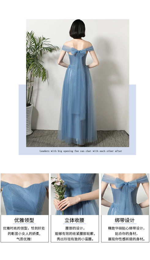 Bridesmaid Dress Elegant Ankle Length Tulle Ball Gown With Pleat Sash Built In Bra Prom Bridal Gown
