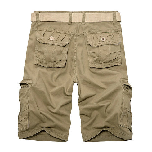 Summer Mens Knee Length Cotton Cargo Shorts Casual Bermuda Trousers