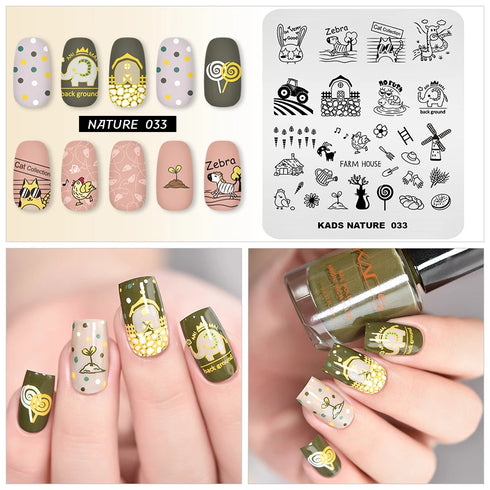 Nature-Inspired Nail Art Stamping Plate Set with Butterfly and Mountain Range Designs for DIY Manicure Enthusiasts