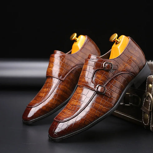 Crocodile Grain Leather Business Shoes for Men - Formal and Casual Wear