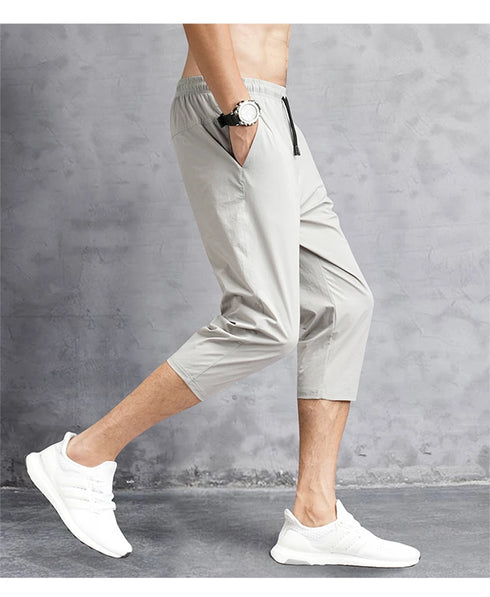 Men's Shorts Summer Breeches Thin Nylon 3/4 Length Trousers Quick Drying Beach Bermuda Board