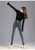 Warm High-Waist Fleece-Lined Skinny Jeans for Women - Perfect for Casual Fall Outfits and Stylish Pencil Pants Looks