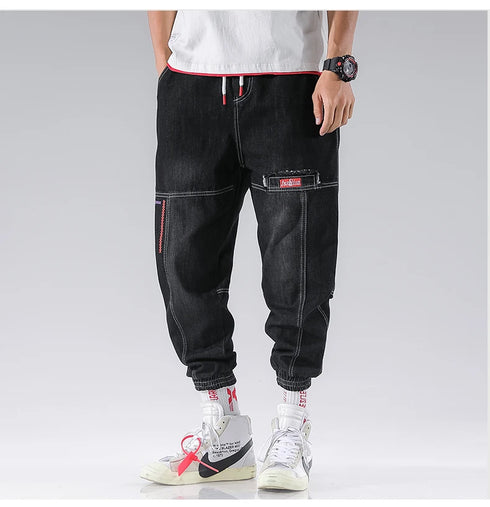 Comfortable Elastic Waist Harem Cargo Pants for Men - Stylish Streetwear Joggers Perfect for Casual Spring and Autumn Outfits