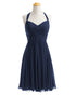 Bridesmaid Dress A Line Chiffon Knee Length Sweetheart Halter Zipper Back Dresses