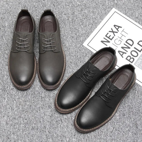 Stylish Men's Oxfords: Premium Genuine Leather Business Formal Dress Shoes with Classic British Design for Office & Casual Occasions