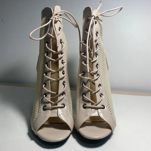 Sexy High Heels Hollow Mesh Sandals for Summer Fashion Comfort Peep Toe Stilettos Jazz Dance Female Shoes Plus Size