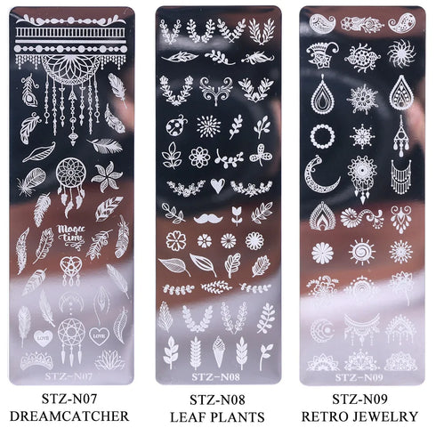 Retro Floral and Butterfly Nail Art Stamping Plate with Snowflake and Animal Designs - Creative Nail Templates for Stunning Manicures