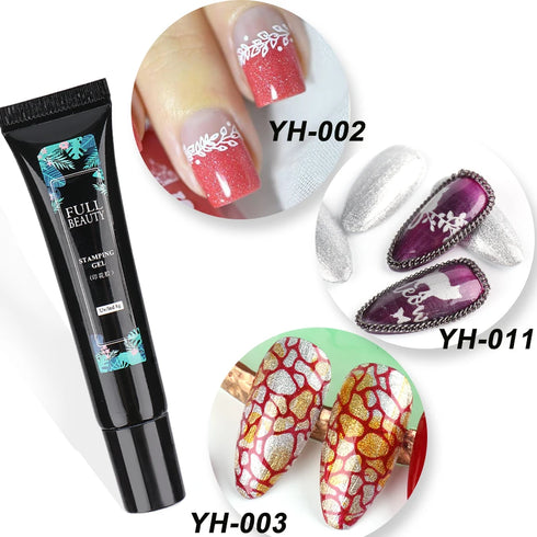 8ml Black Nail Stamping Gel Polish for Stunning Manicure Art with White Gold Transfer Gel, Perfect for UV Soak Off Varnish and Nail Art Stamping Plate Tools