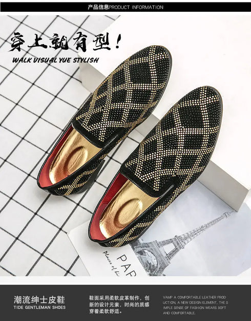 Elegant Italian Designer Moccasin Loafers for Men - Formal Suede Slip-On Party Shoes with Pointed Toe and Comfortable PU Insole