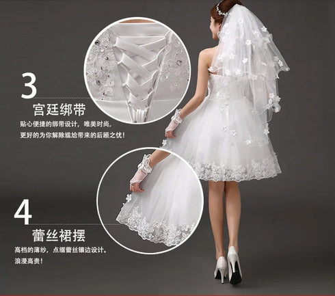 Ivory Short Knee Length Fairy Wedding Dress for Parties