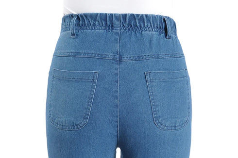 Autumn Casual Loose Fit Straight Leg Jeans for Middle-Aged Women with Pocket Embroidery - Perfect for Fall Outfits with Jeans and Everyday Style