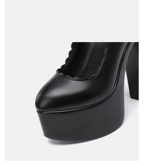 15cm Block High Heels Shoes Thick Platform Women Pumps