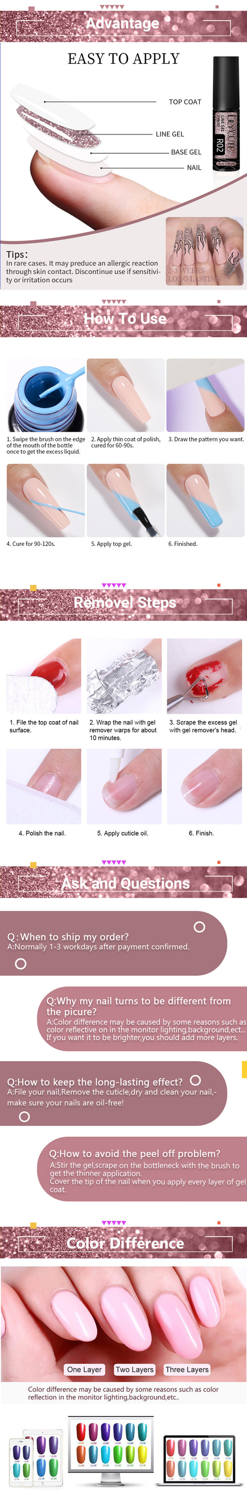 Reflective Glitter Gel Nail Polish for DIY Nail Art – Semi-Permanent Soak Off UV Graffiti Stripe for Stunning Fall Season Nails