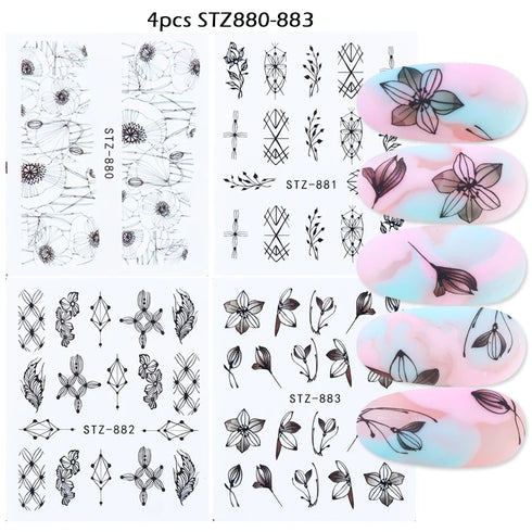 Winter Wonderland Nail Art Stickers with Snowflakes, Cute Santa, Snowman, and Winter Birds for Festive Manicure Decoration - 4pcs Set of Water Transfer Sliders and Temporary Tattoos