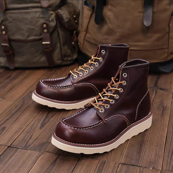 Vintage British Casual Ankle Boots - Handmade Leather Motorcycle Footwear