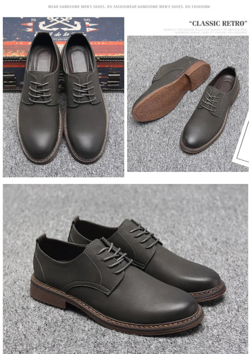Stylish Men's Oxfords: Premium Genuine Leather Business Formal Dress Shoes with Classic British Design for Office & Casual Occasions