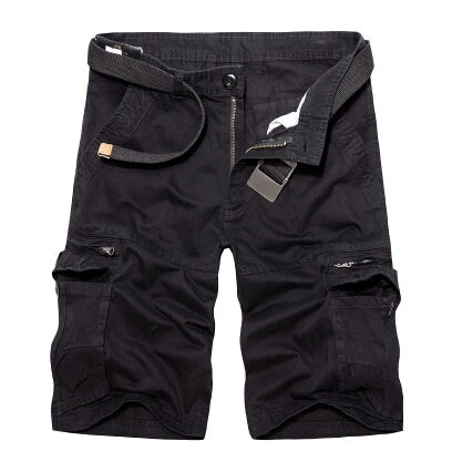 Summer Mens Knee Length Cotton Cargo Shorts Casual Bermuda Trousers