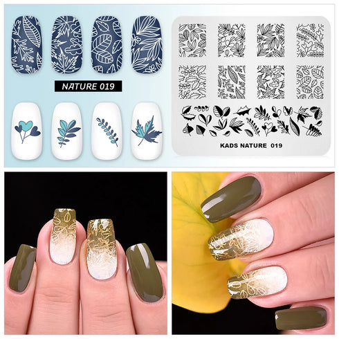 Nature-Inspired Nail Art Stamping Plate Set with Butterfly and Mountain Range Designs for DIY Manicure Enthusiasts